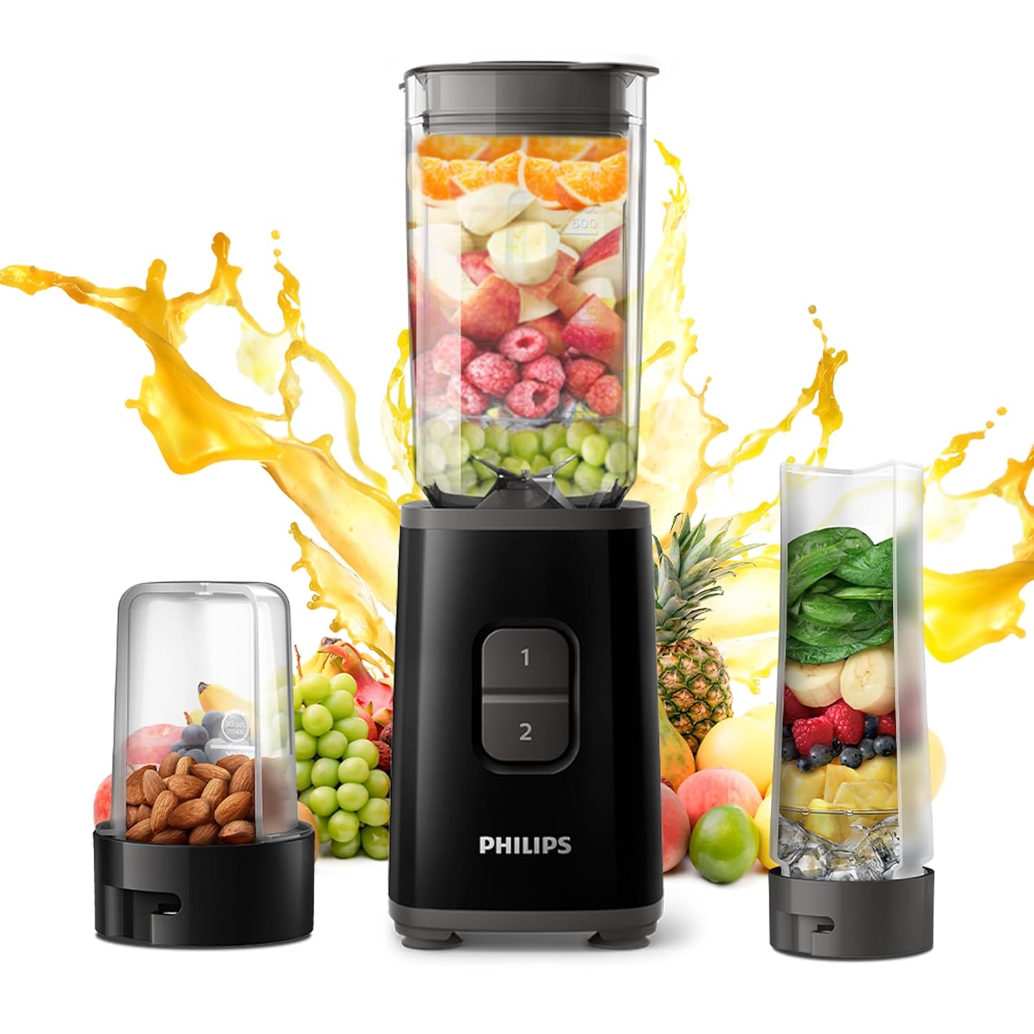 Philips HR2603/90 Mini Blender Mixer Grinder Smoothie Maker 350W Power 3-Jar Capacity
